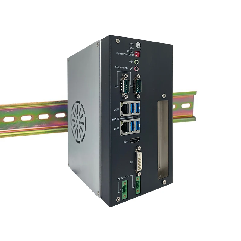 H110 Chipset Din Rail Fanless Embedded IPC  industrial computer    Support    LGA 1151 6 / 7 / 8 / 9th CPU   12V/24V  1*PCI