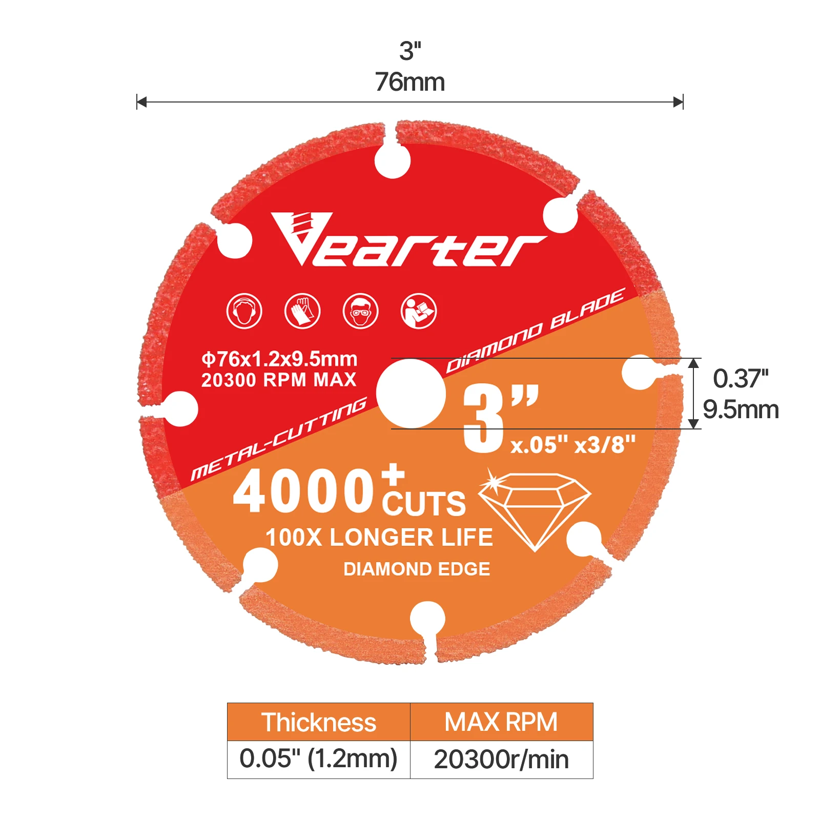 1/3 Buah Pisau Gergaji Bundar Berlian 3 Inci 76Mm Roda Cakram Pemotong Mini untuk Logam Rebar Besi Aluminium Baja Tahan Karat