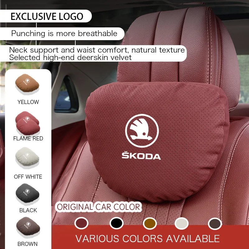 

Car Headrest Lumbar Support Pillow Spine Neck Pillow Seat For Skoda Superb 3 Octawia 3 Fabia Rapid S KAMIQ Accessories Logo 2024