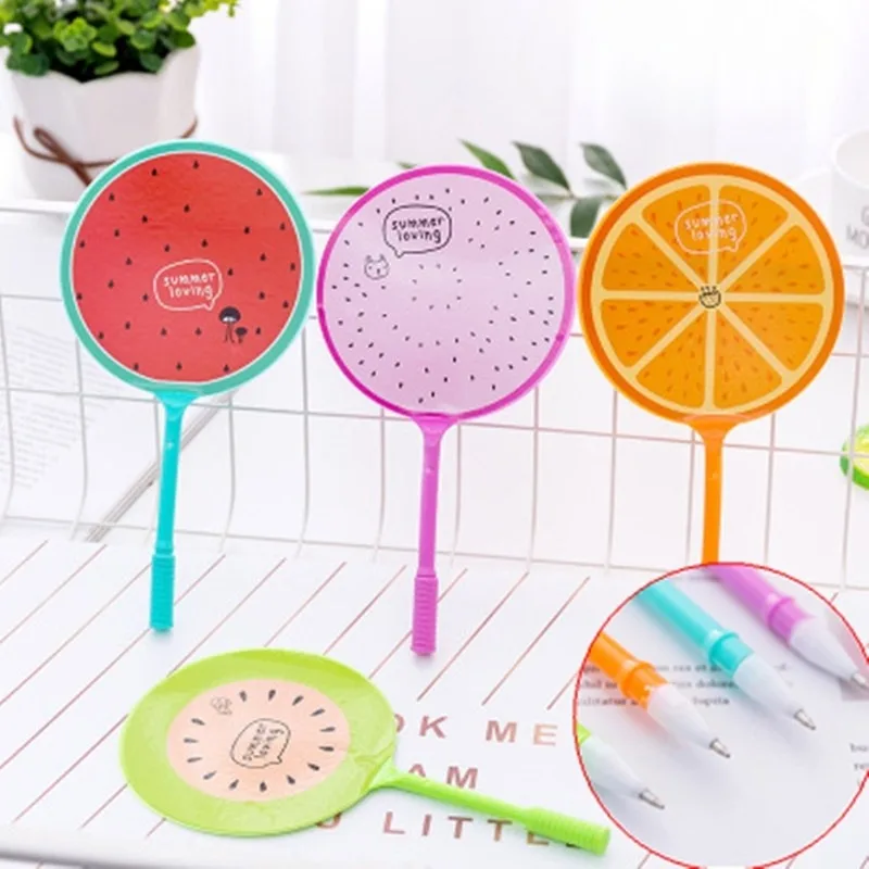 1Pcs Unique Ball Pen New Cartoon Cat Fan Shape Ballpoint Pen Student Learning School Supplies Color Random Handheld Fans