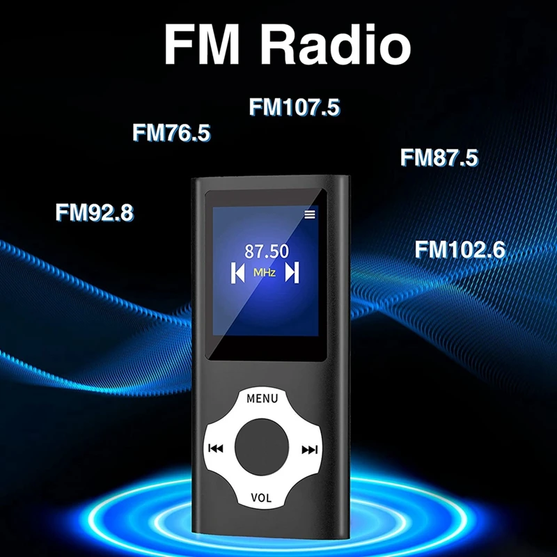 

Музыкальный MP3-плеер с Bluetooth 5.0, портативный Hi-Fi музыкальный плеер/видео/фотосъемка/плеер для электронных книг для детей (черный)-A22U