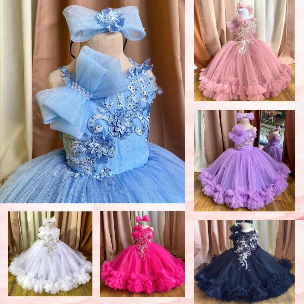 Lindo vestido de flores fofo para bebês meninas, vestido de casamento sem mangas, princesa festa, vestidos de aniversário