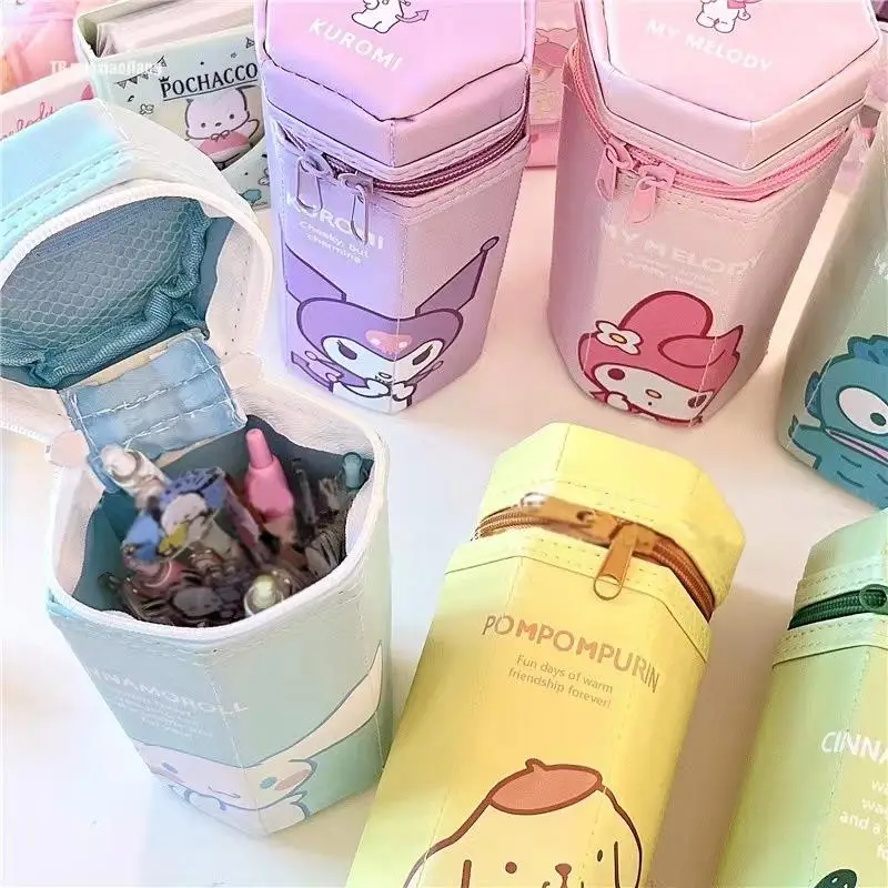 Sanrio Kuromi My Melody Pen Holder Hexagon Cartoon High Capacity Cinnamoroll Pencil Case Student Stationery Cute Storage Box