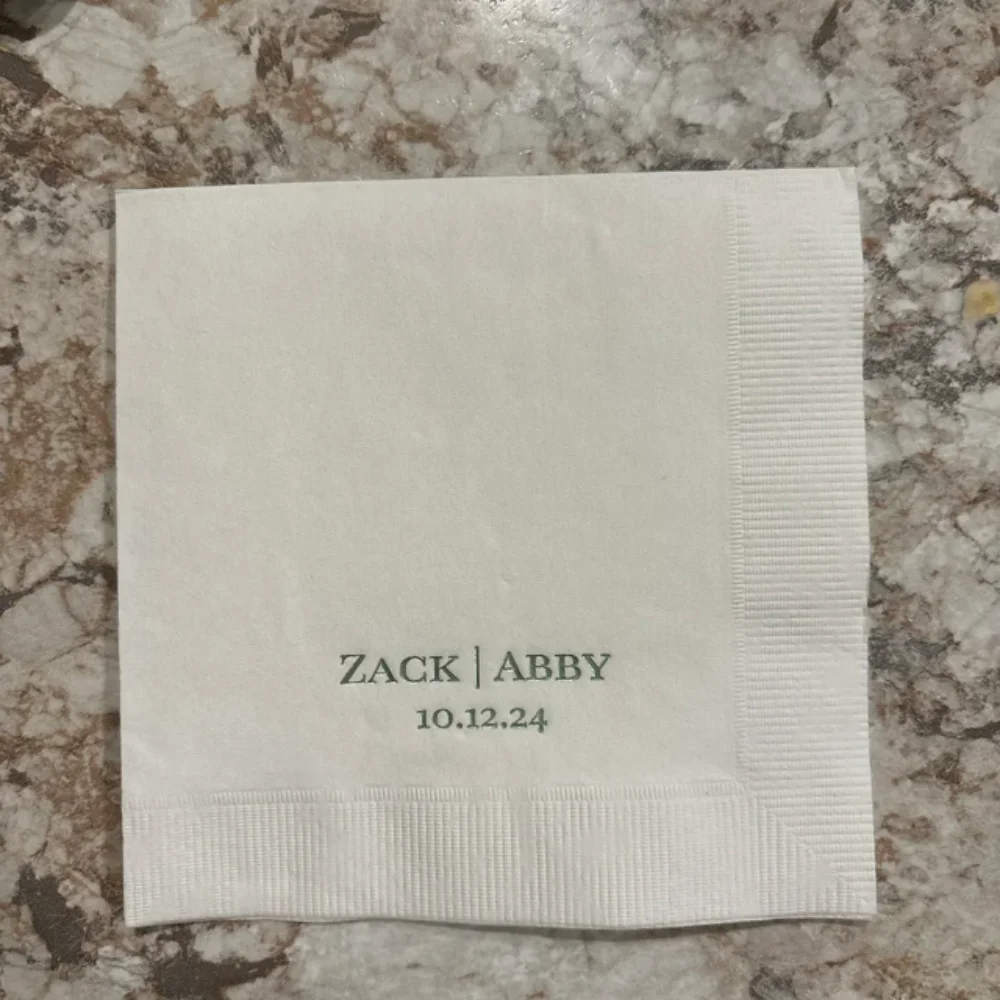 50Pcs Personalized Wedding Cocktail Napkins - Engagement Printed Beverage Anniversary Party Monogram Custom Luncheon Napkins