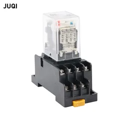 1 set MY4NJ NEW HH54PL small Electromagnetic Power Relay AC 12V 24V 36V 48V 110V 220V 380V Coil 4NO 4NC DIN Rail 14 pins + Base