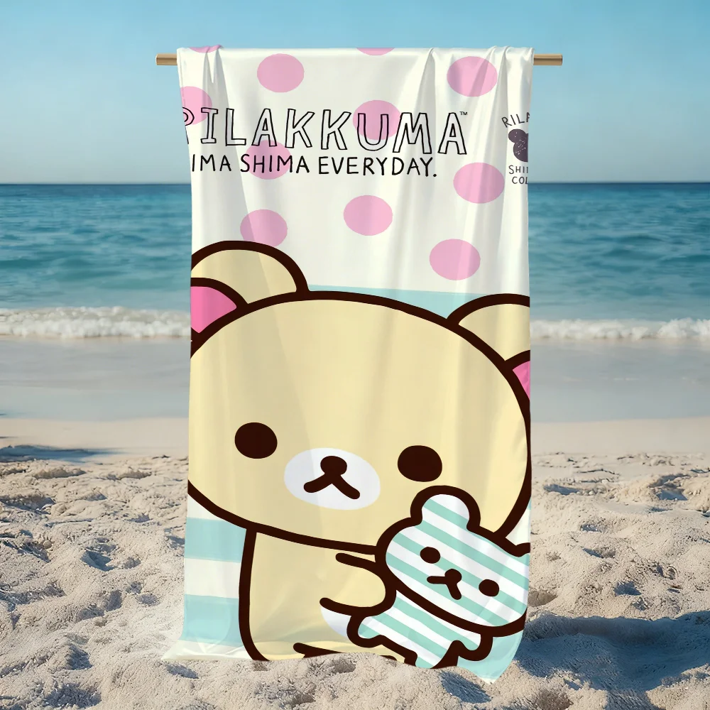 R-Rilakkuma-A Cartoon Cute Towel Beach Quick Dry Soft Pool Towels Gift for Travel Gym Shower Camping Sports