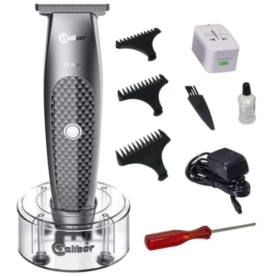 

Professional Cordless Hair Clipper for Men with DLC Blades in Black - Easy Zero Gap Lining Dry Shaving - Adjustable T-Blade Tri