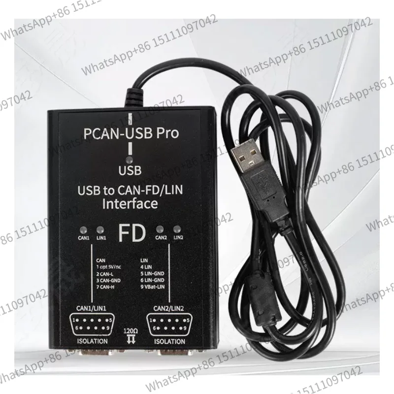 8Mbit/s 12Mbit/s 16Mbit/s PCN-USB Pro USB to CAN-FD/LIN Interface，compatible with Germany PEAK IPEH-004061，Support Vector CANoe