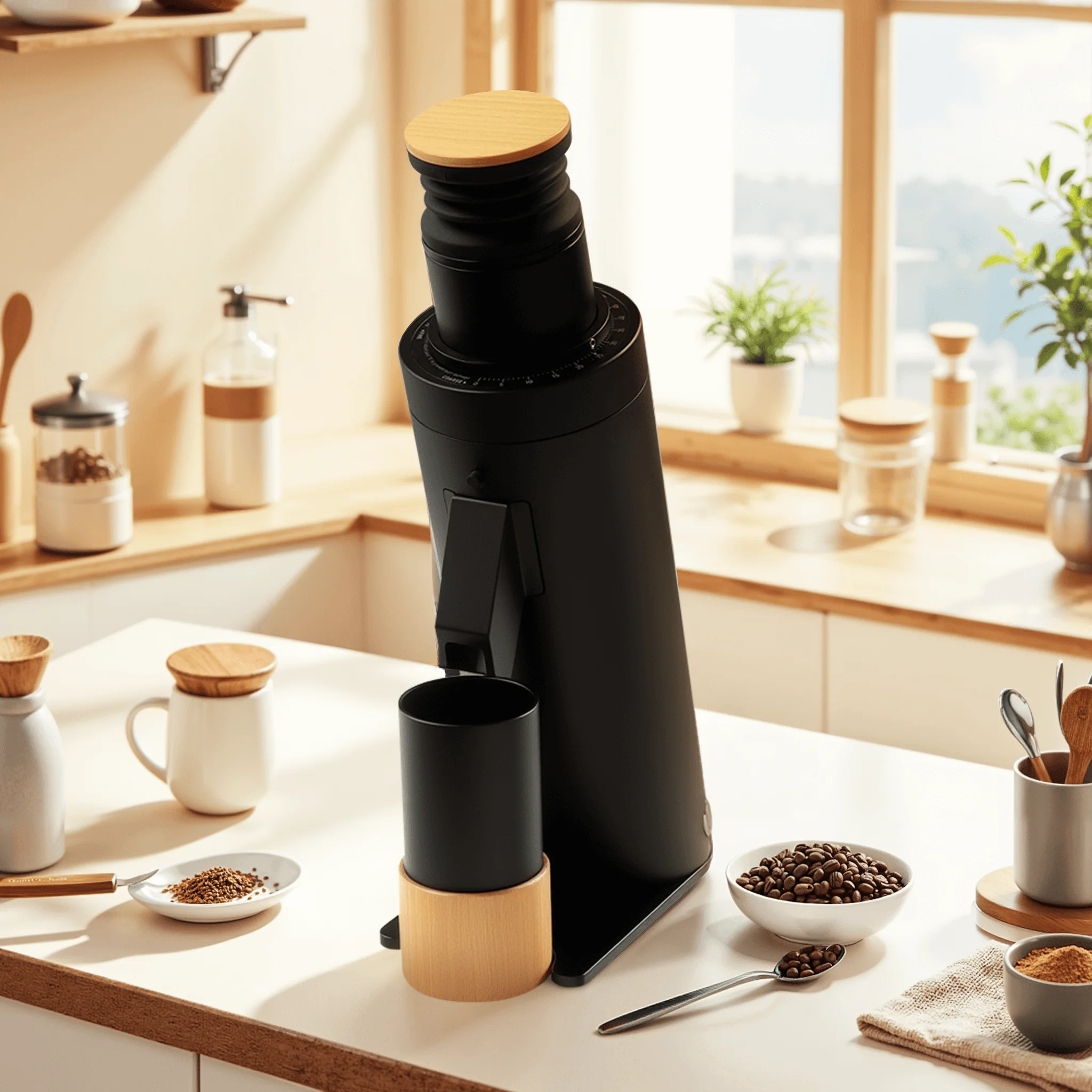 For Professional Home Café Use Electric Coffee Grinder Machine DC63 Factory New 63mm Conical Burr 110V/220V Automatic Function