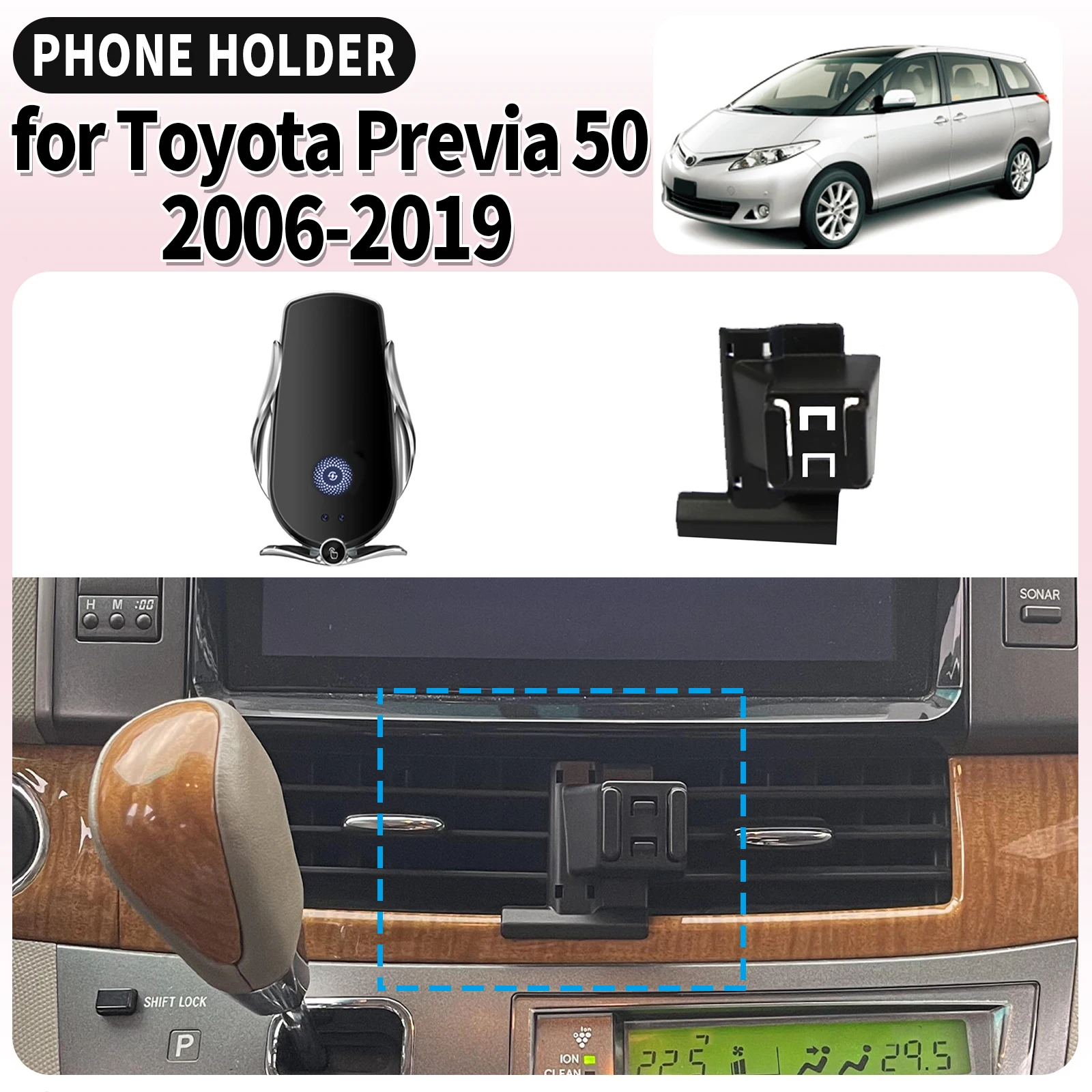 

fit for Toyota Previa 50 2006-2019 XR50 Estima Tarago Screen Base Mount Phone Holder Dedicated Clip-On Navigation Bracket Car