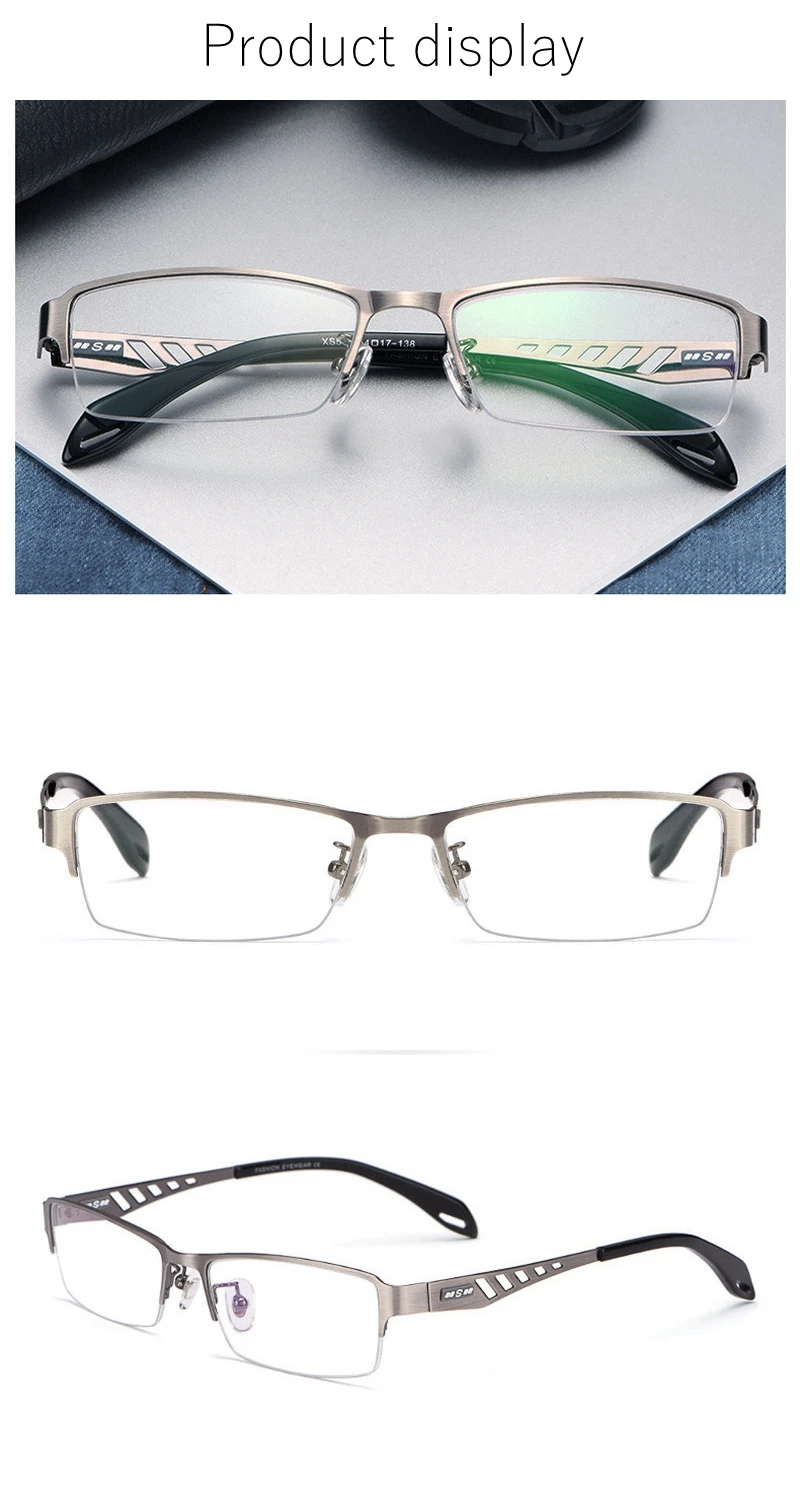 Automatisch Anpassende Photochrome Multifokale Lesebrille für Herren Progressive Anti-Blaulicht Geschäftsbrille Halbrahmen +4.0 – Detail 7