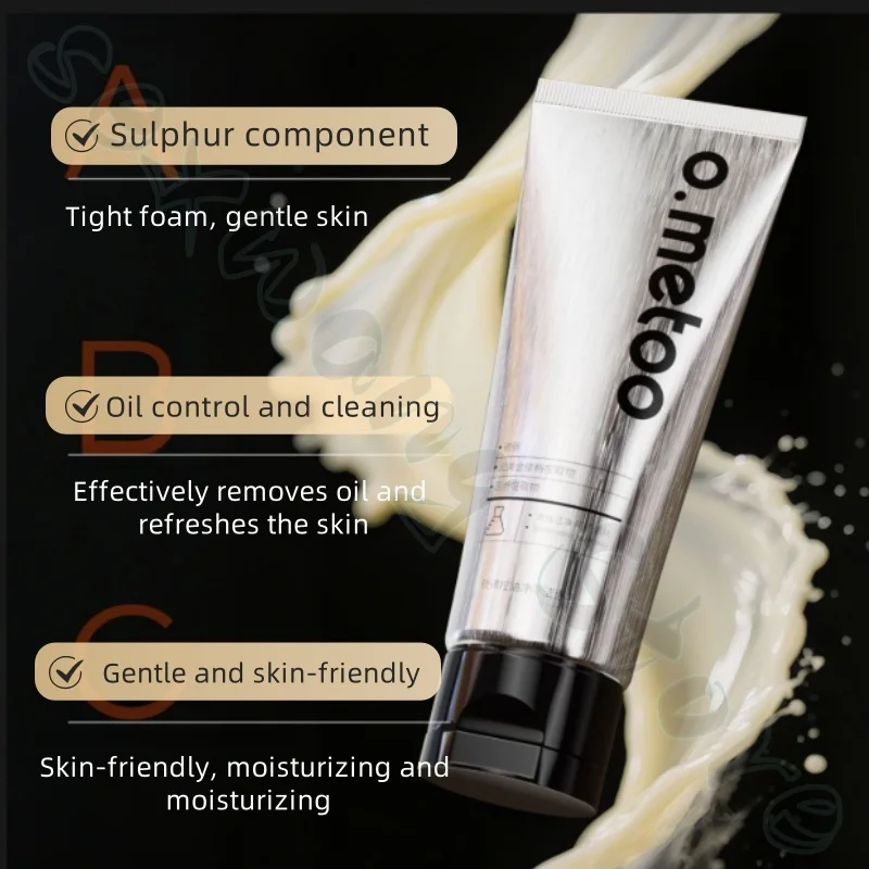 o.metoo โฟมล้างหน้ากํามะถันที่อุดมไปด้วยและหนาแน่นลดน้ํามัน ขจัดไร ขจัดสิวหัวดํา และทําความสะอาดรูขุมขนอย่างล้ําลึก 120g