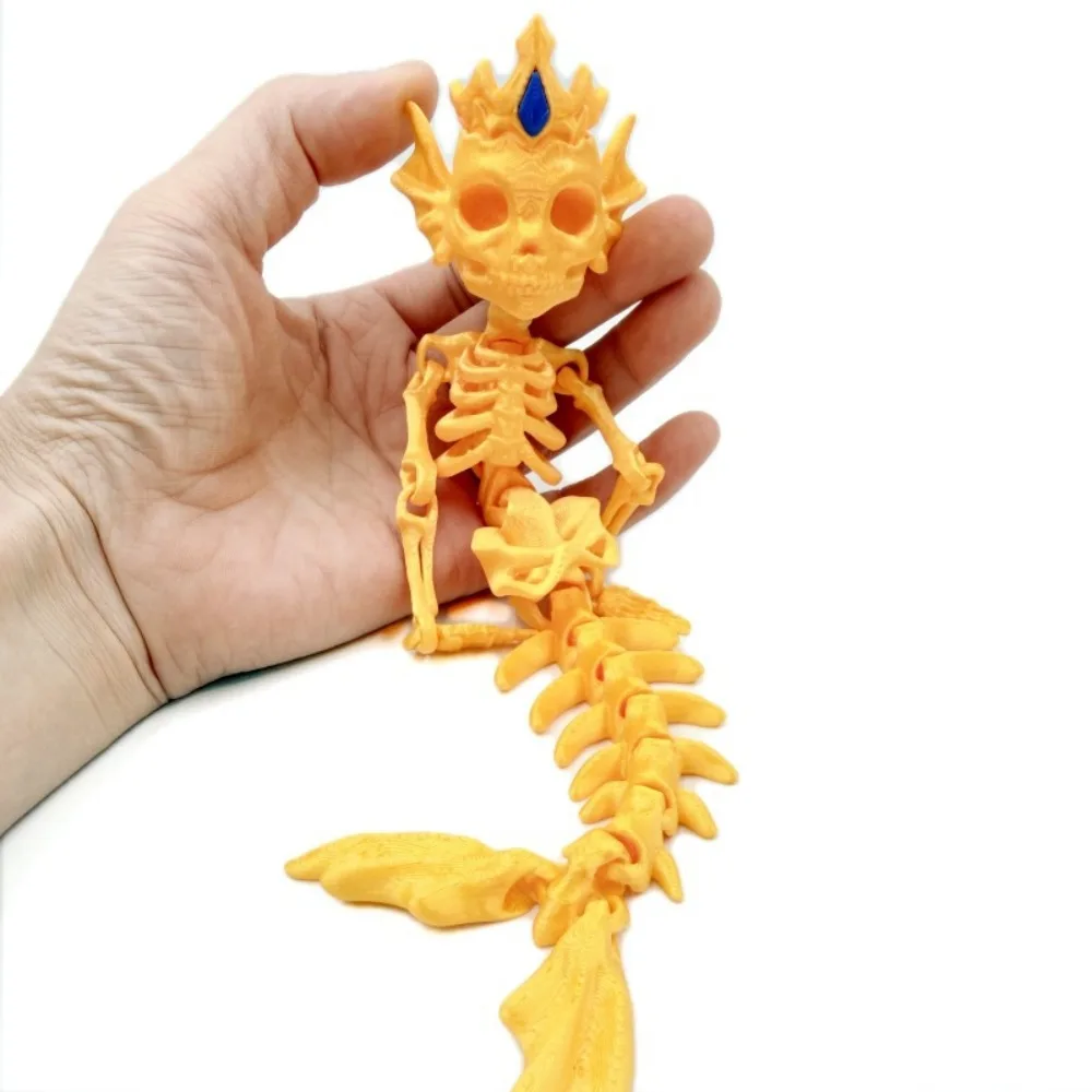 Articulated Movable Joints 3D Printed Mermaid Skeleton Fine Surface Details Lightweight Sturdy Material Movable Bone Figure