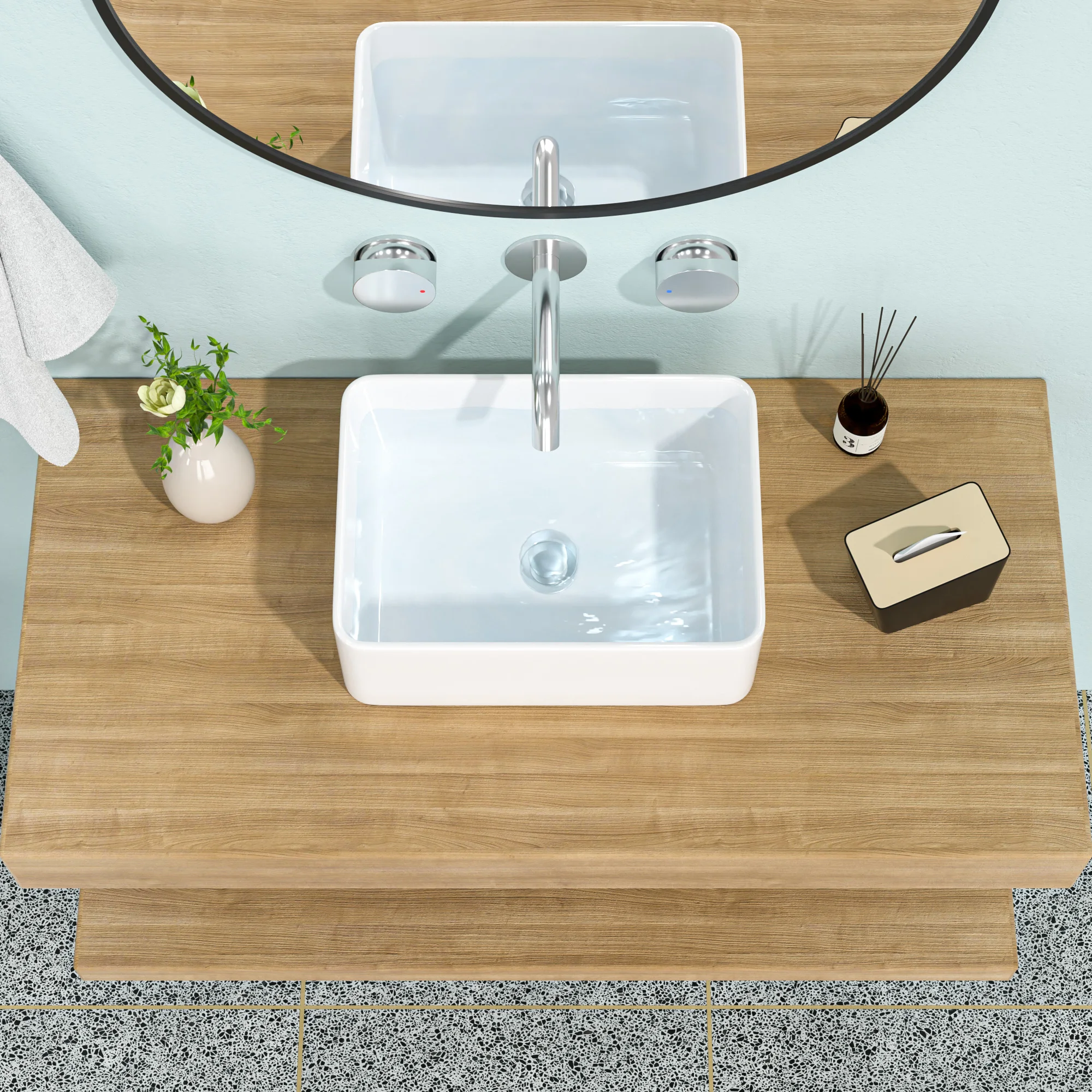 Rectangular Above Counter Vessel Vanity Basin Sink For Bathroom Smooth Surface White USA Stock 18 Inch Bathroom Basin