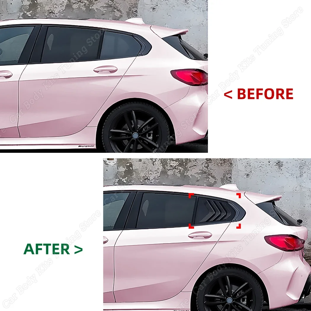 Car Rear Windows Side Shutter Louver Cover Gloss Black Trim Exterior Accessories For BMW 1 Series F40 M-PACK & M135i 2019-2024