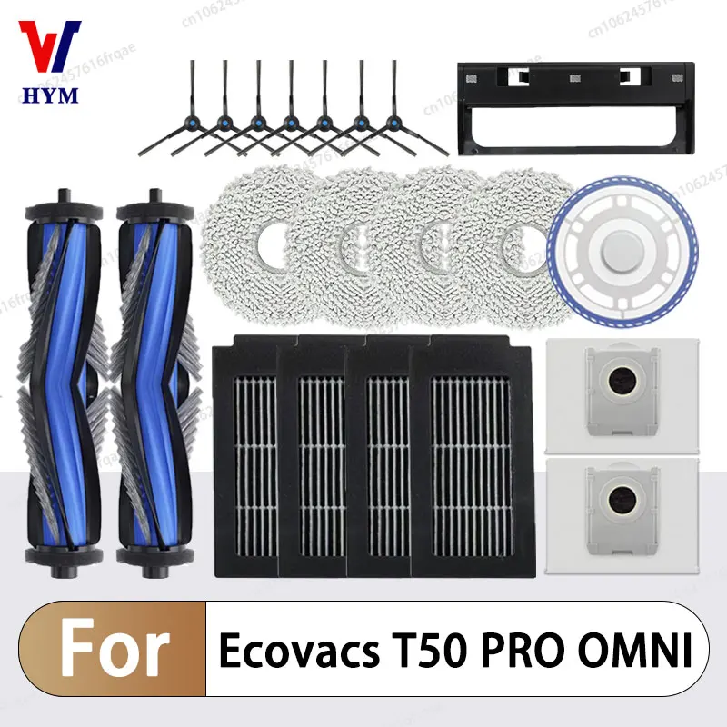 For Ecovacs T50 PRO OMNI /T50 AUTO DDX67 Robot Vacuum Cleaner Accessories Main Side Brush Mop Cloth HEPA Filter Dust Bag Parts