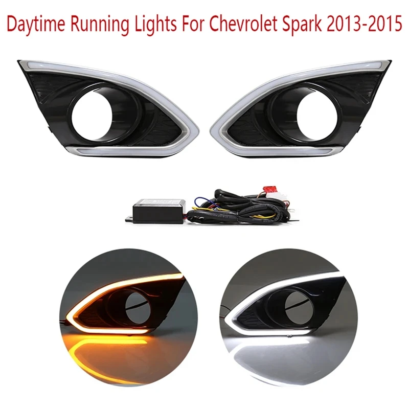 

Front Fog Lights 12V Daytime Running Lights For Chevrolet Spark 2013-2015 Spare Parts LED Turn Signals Headlights