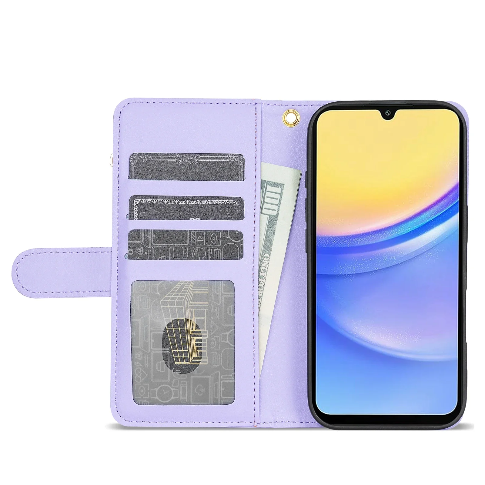 Brieftaschen-Lederhülle mit Reißverschluss, Kartenfächern, Ständer und Magnetverschluss für Samsung Galaxy S26 Ultra S25 Plus S24 FE S23 S22 – Detail 15