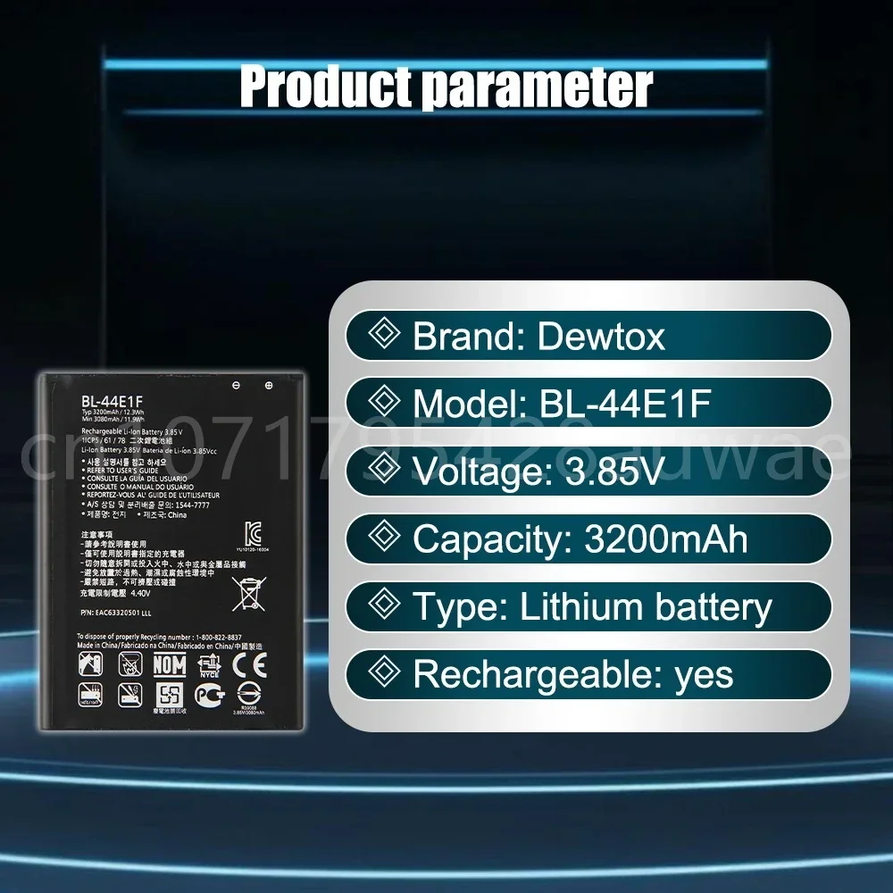 Nueva batería Original de BL-44E1F para LG V20 H990 F800 VS995 US996 LS995 LS997 H990DS H910 H918 nueva alta calidad 3200mAh