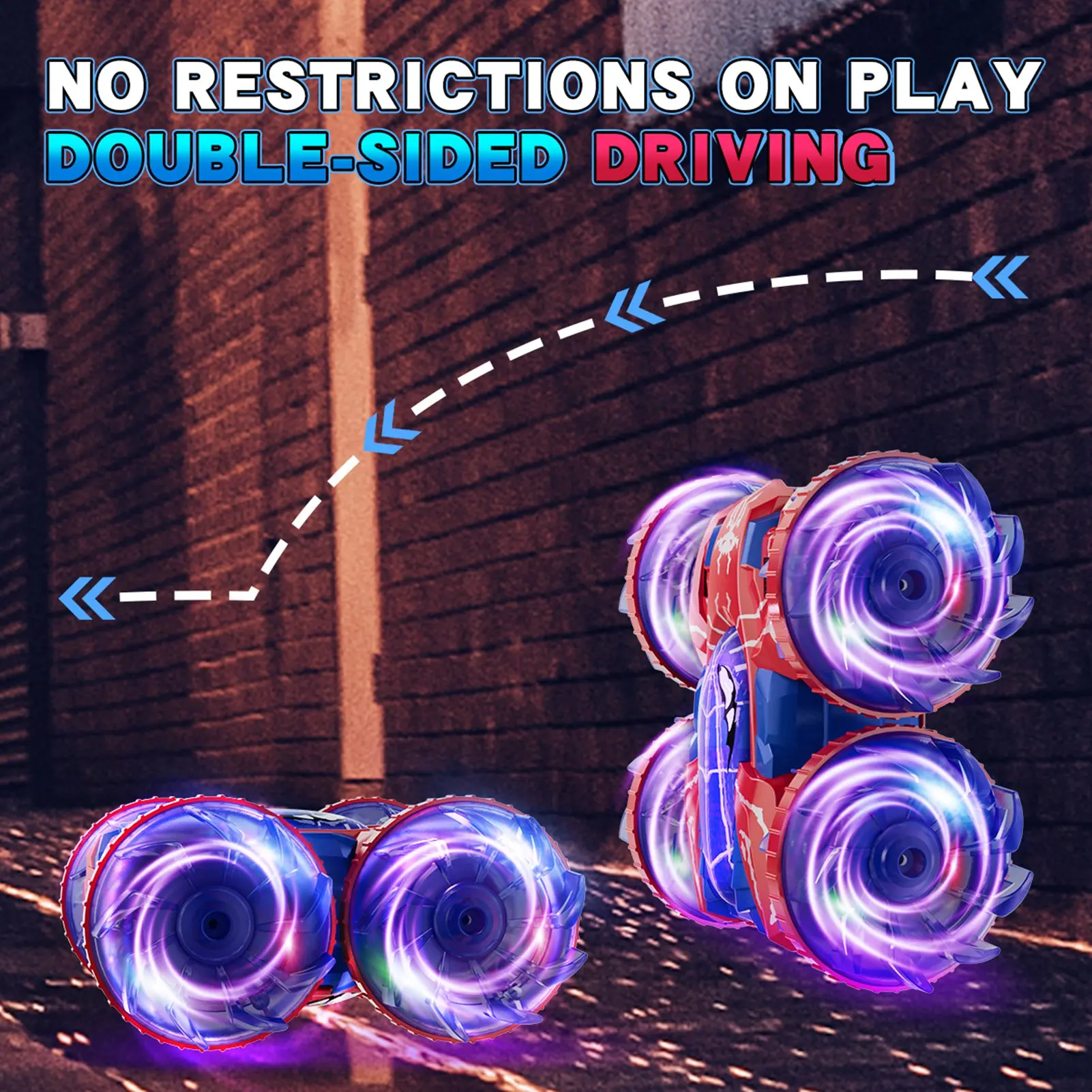 Gestenerkennungs-RC-Stunt-Auto, 360 Grad drehbar, amphibische Handgeste, ferngesteuertes Auto mit Lichtern für Kinder und Jungen, Rot