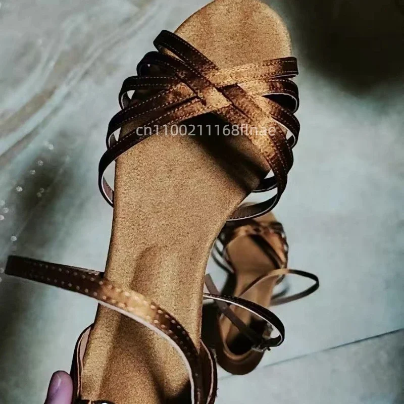 Erwachsene High Heels Lateinamerikanische Tanzschuhe aus geschmiedetem Stoff mit weicher Sohle, Tanzschuhe für Damen, Tanzperformance- und Übungsschuhe – Detail 5