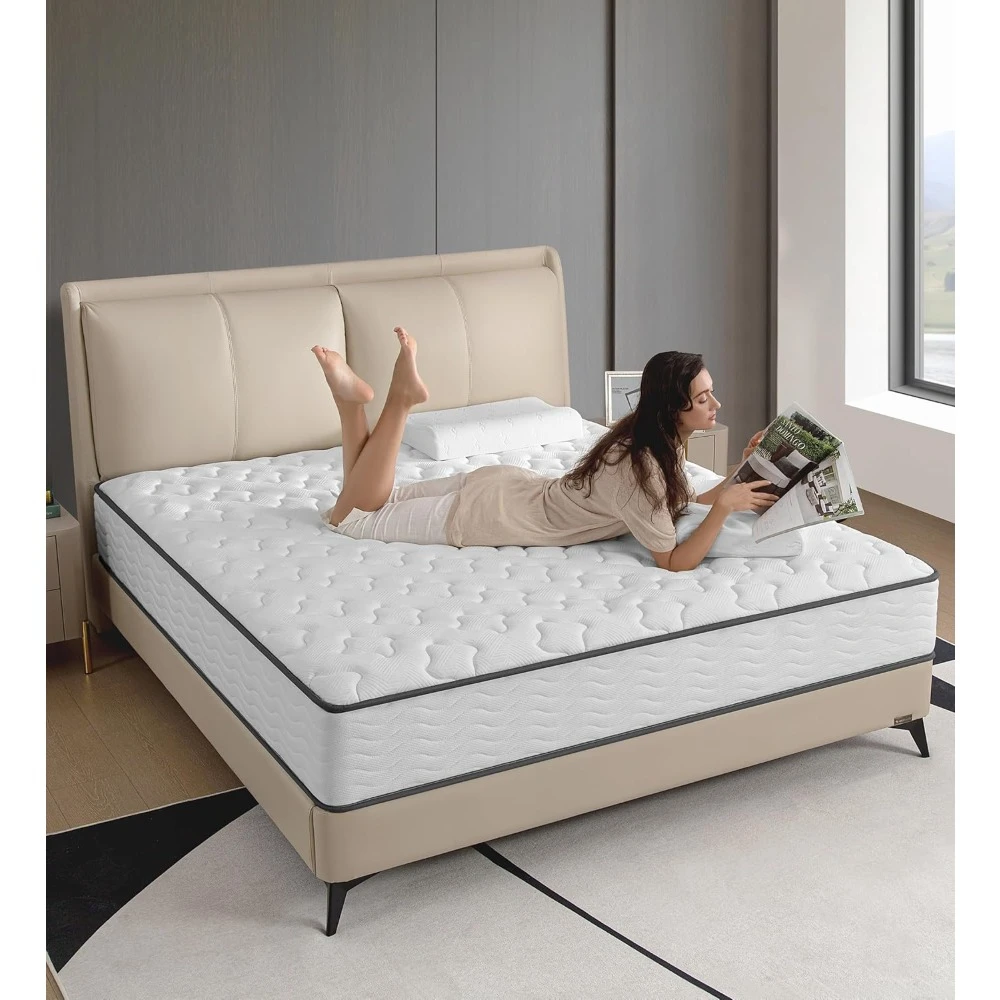 10 Inch Memory Foam Hybrid Queen Mattresses in a Box White Mattress with Provide Sleep Support and Pressure Relief,Medium Firm