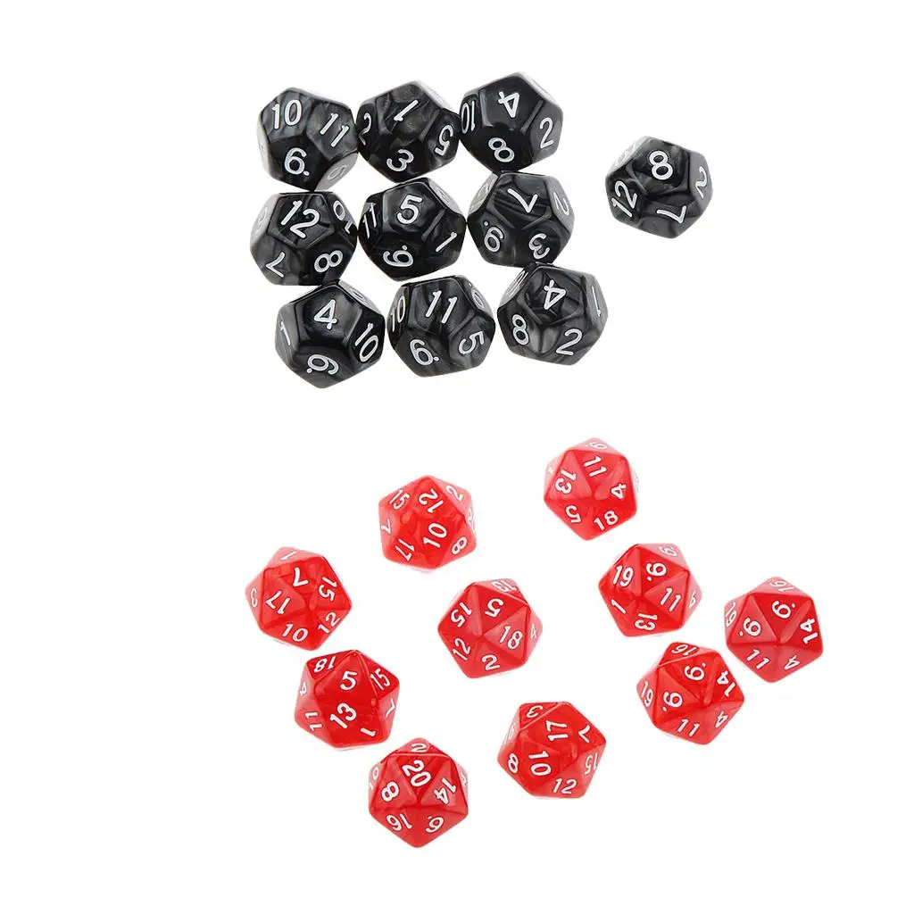 20 Pieces Dice Set 10mm D20 and Blank Dice for MTG Role Playing Game Player Toys