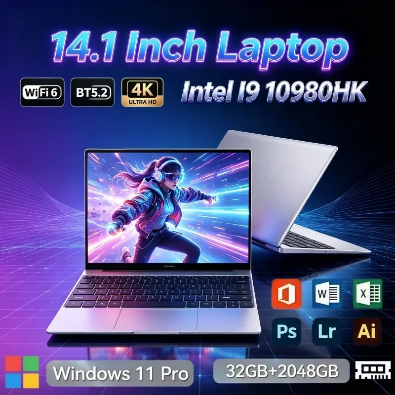 2026 Brand New 14.1 Inch Laptop Intel Core I9 10980HK 32GB RAM 2TB SSD Windows 11 Responsive Notebook For Home Daily Operations