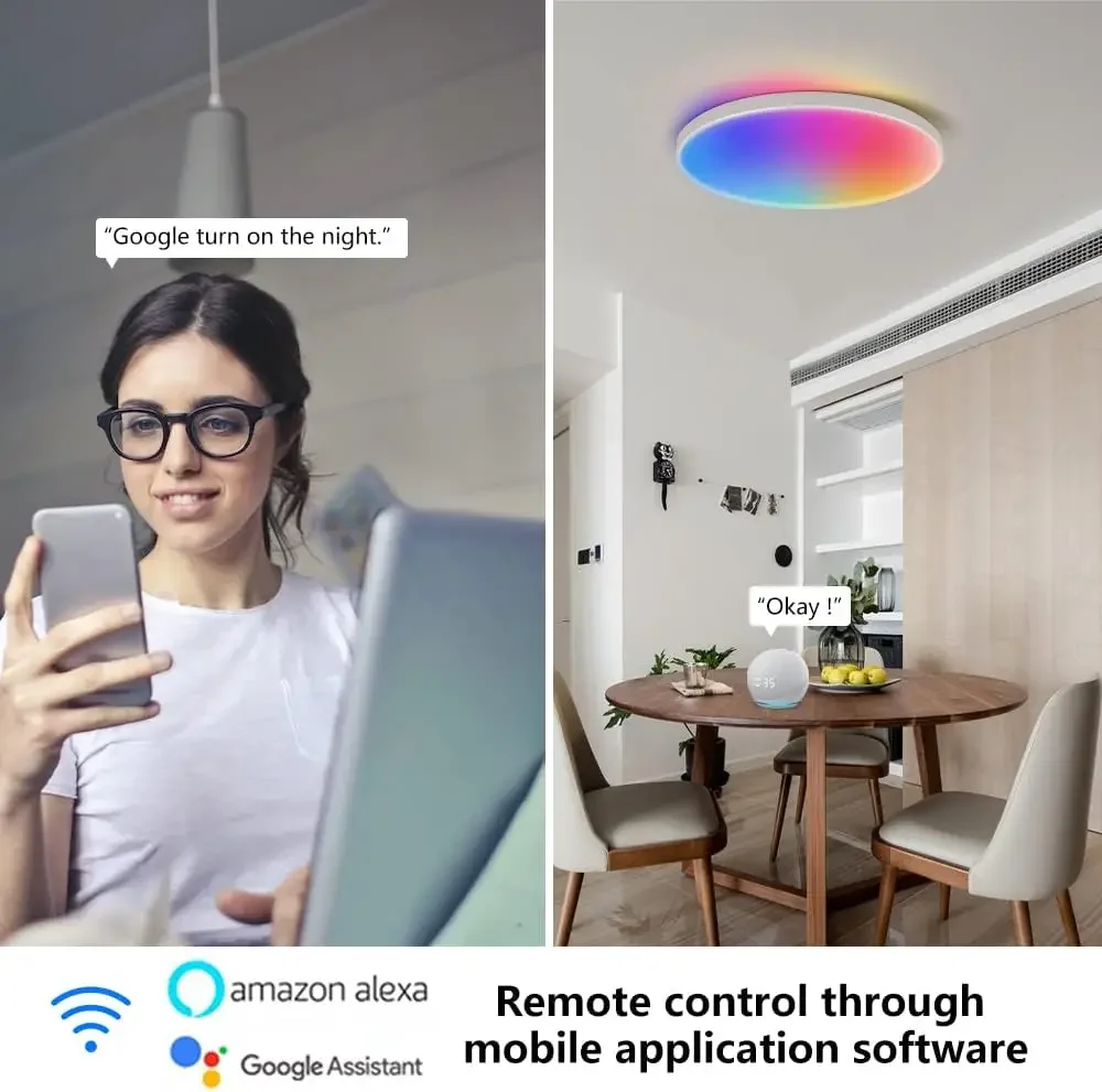 XIAOMI MIJIA ضوء السقف 24 واط LED RGB الحمام مصباح السقف الذكية واي فاي اليكسا جوجل مصباح مقاوم للماء للمنزل غرفة المعيشة ديكور