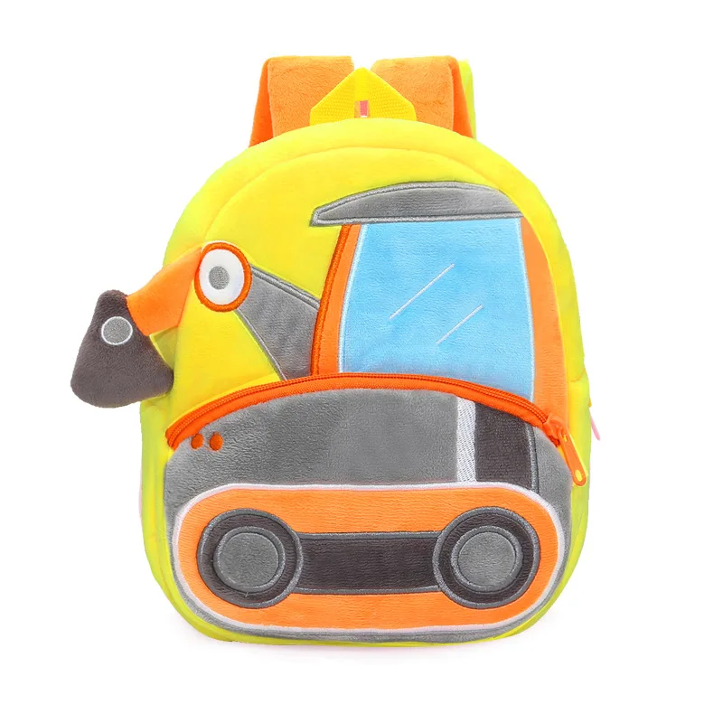 Engineering vehicle children\'s school bag excavator plush backpack