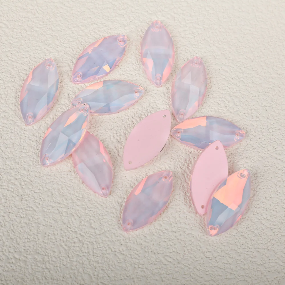 VC Mocha Opal Fluorescent Navette Sew on Rhinestone Navette Sewing Diamond Glass Diamond DIY clothing accessories