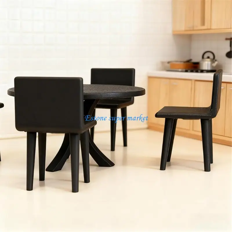 090B Realistic Miniature Dining Table And 4 Chairs Set Perfect For Dollhouses Decors And Collectors