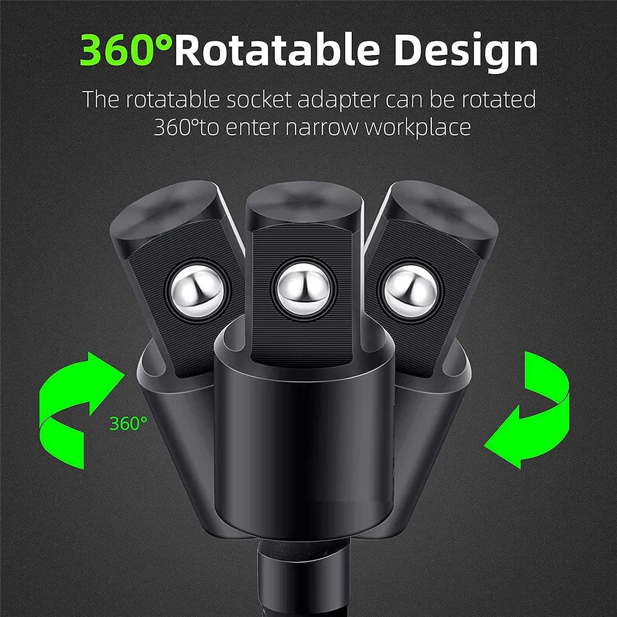 Right Angle Drill Adaptor,4-In-1 Impact Drill Bit Extension,360° Rotatable 1/4 3/8 1/2In Impact Grade Socket Adapter