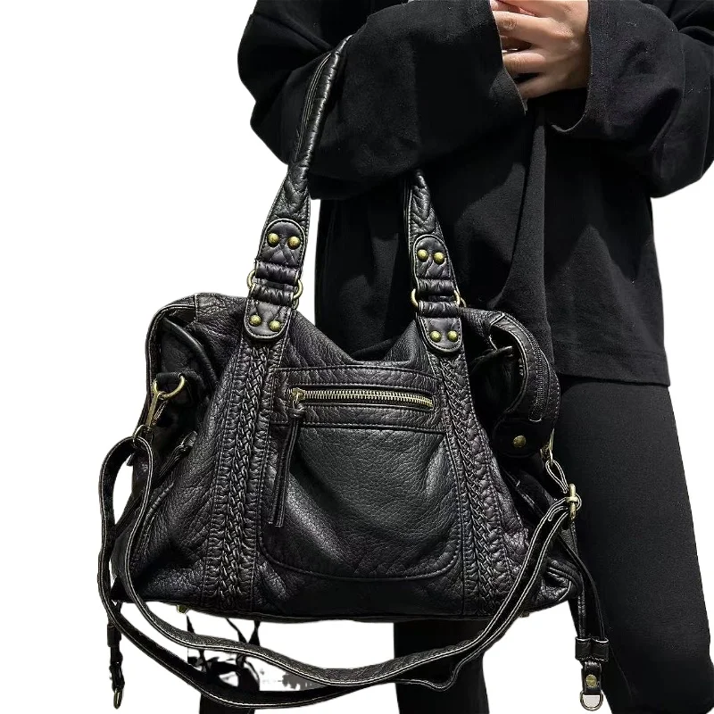 

Brand Designer Purses and Handbags Washed Old Locomotive Ita Bag Large Capacity Shoulder Oblique Tote Bag bolsos para mujer