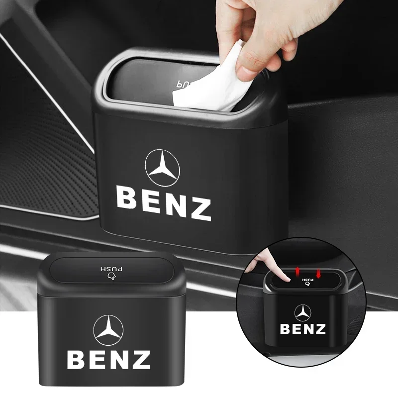 Car Trash Can Detachable Garbage Storage Box push-type Lid For Mercedes Benz AMG W203 W206 W220 W205 W211 W212 W201 W210 W108