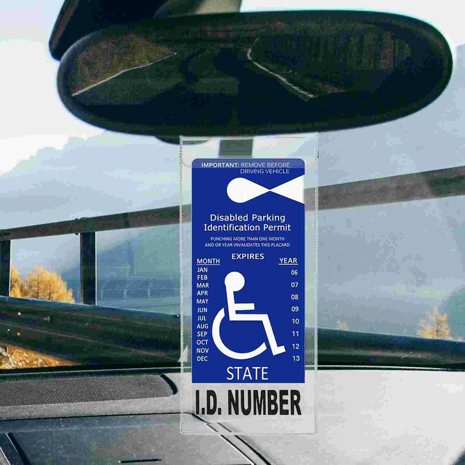 4 Pcs Handicapped Accessories Disability Slogan Hanging Bag Parking Card Sign Holder Hook Sticker Shield for Windshields
