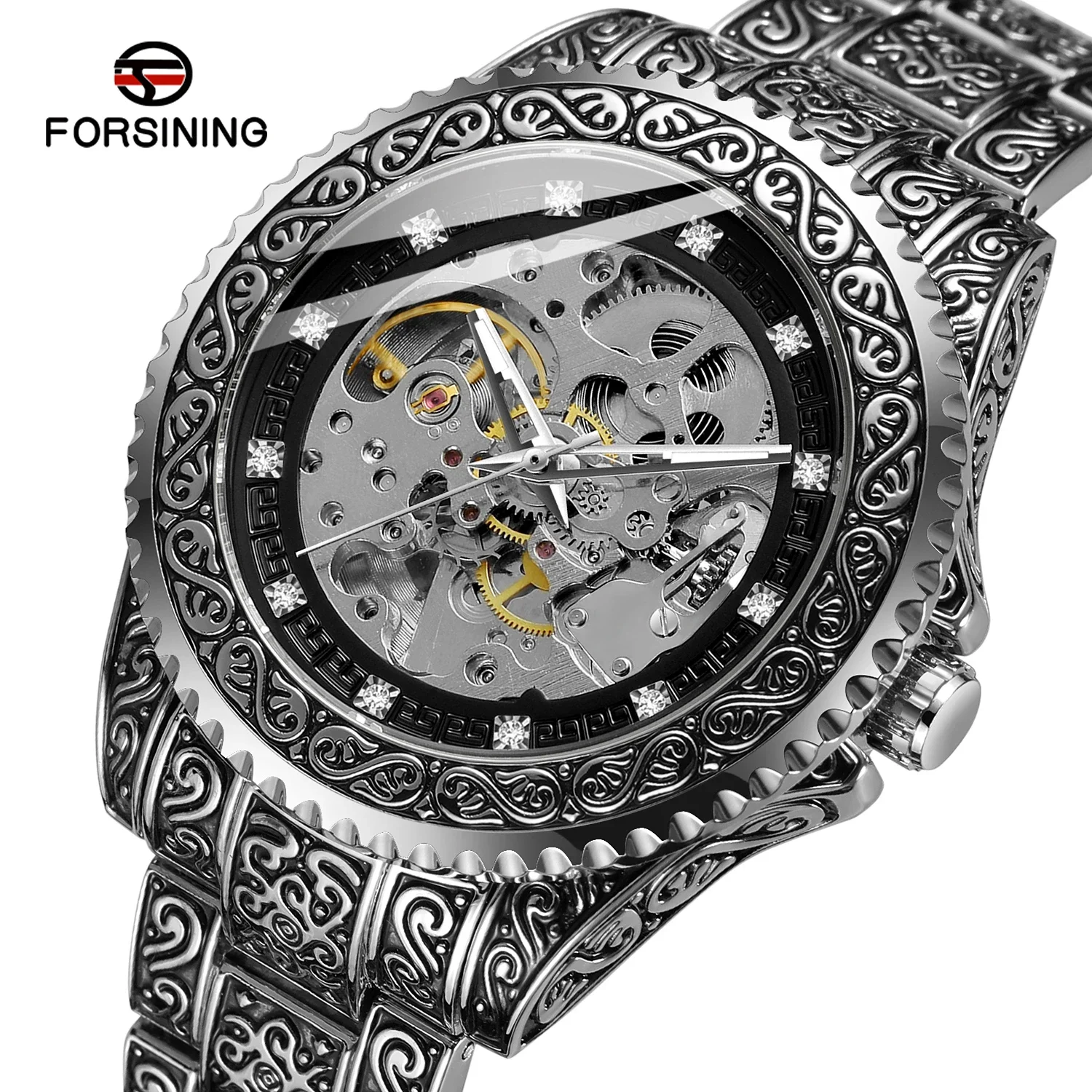 Forsining Men Retro Classic Skeleton Mechanical Watch Automatic Business Luxury Wrist Watches for Man Relogio Masculino Clock