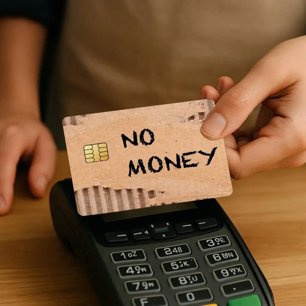 No money funny print Cardboard Credit Card Decorative Card Stickers Suitable For Bank Cards Metro Transit Anti-scratch Gift 4PCS - view 5