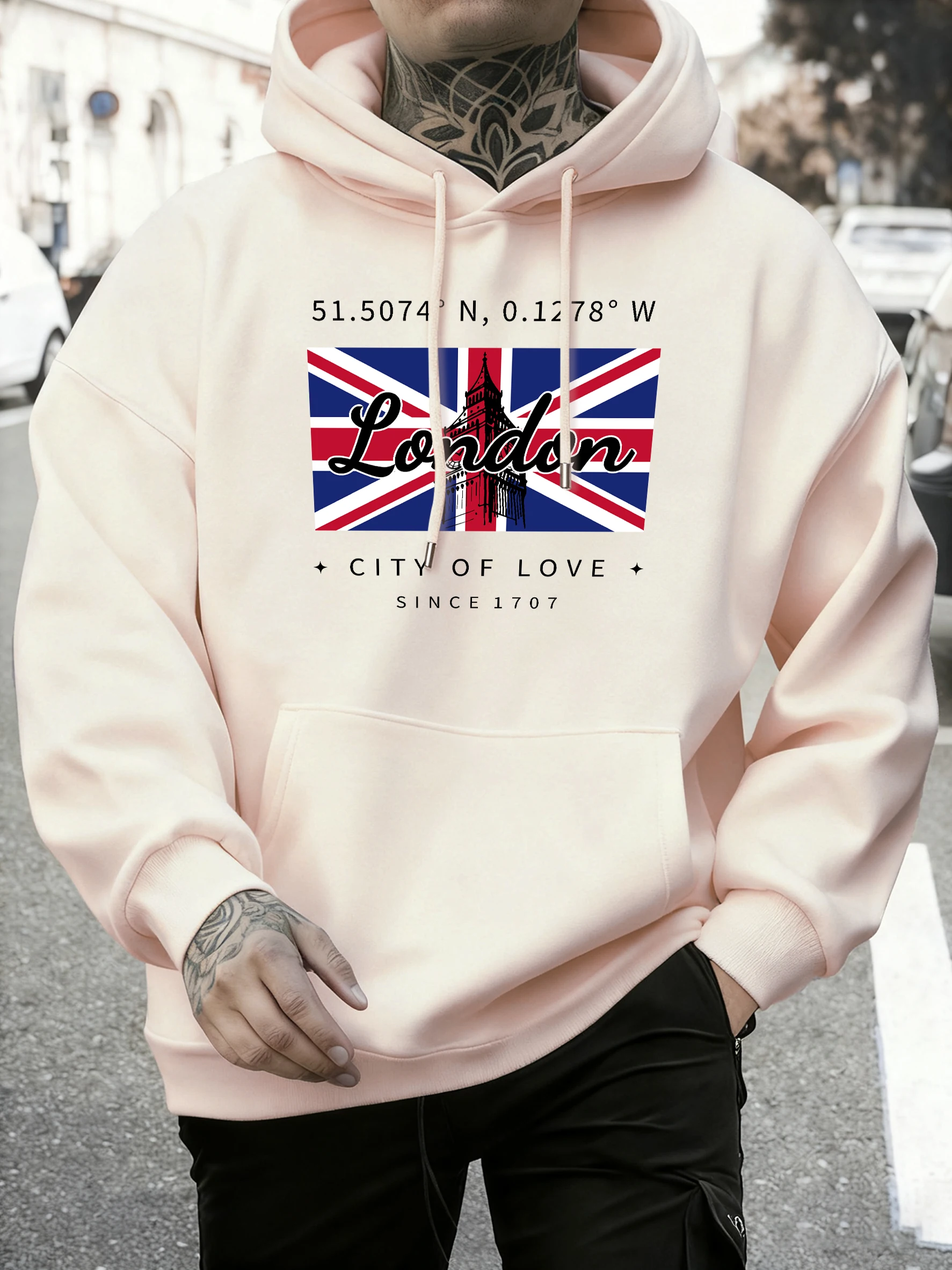 

Лондонский город любви с принтом флага, мужская толстовка с капюшоном в стиле ретро, свободная одежда, уличная мода, повседневный пуловер, флисовый мягкий спортивный костюм унисекс