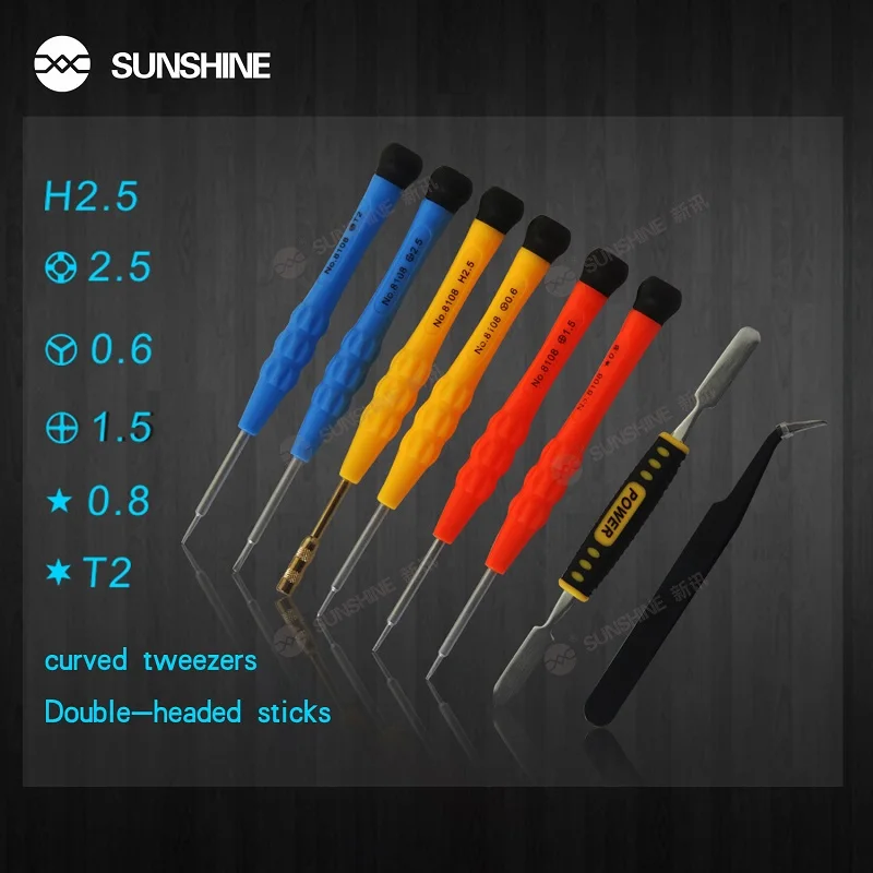 SUNSHINE SS-5111 8 in 1 precision screwdriver sets repair opening tweezers set watch mobile phone computer DIY disassembly tool