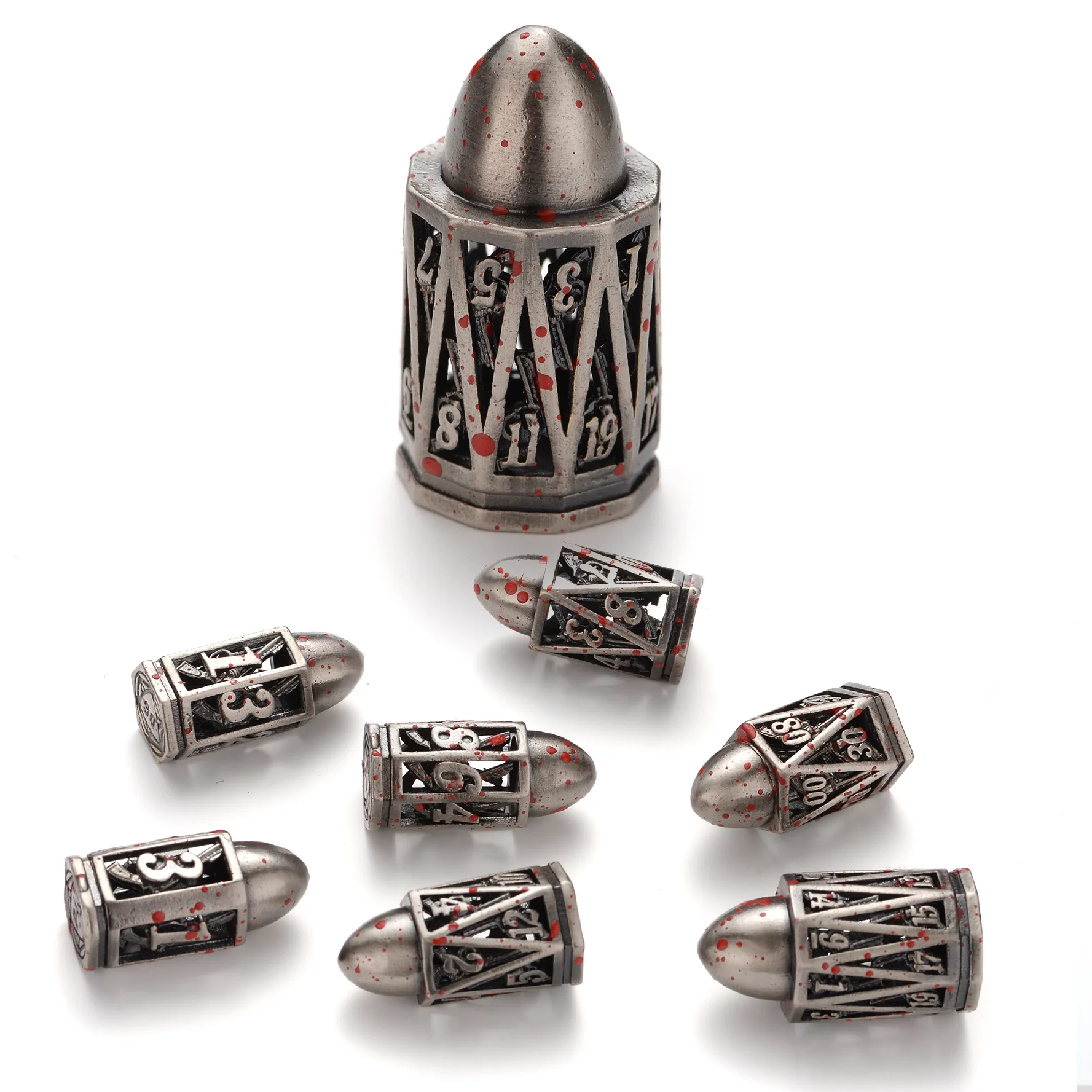 DND Metal Bullet Dice for Dungeons & Dragons RPG Polyhedral Dice Set for Board Games Tabletop Games Accessories Bullet Dices