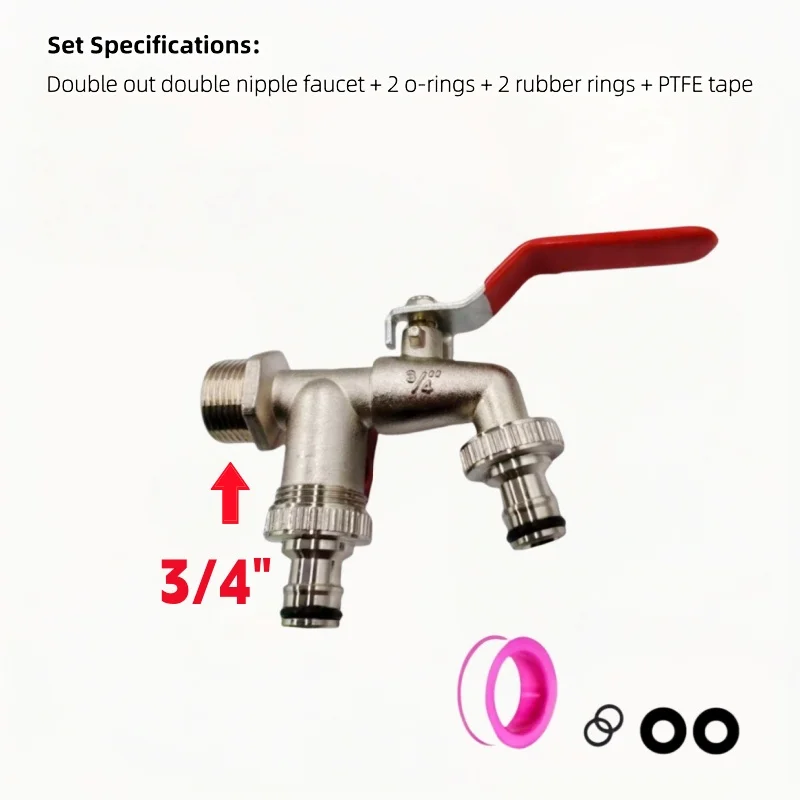 Zinc Alloy Dual Outlet Wall Water Tap 3/4