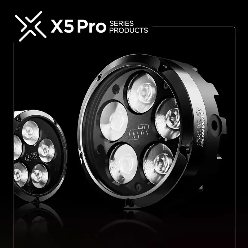 1PCS，New GR Motorcycle Spotlight G7 Auxiliary Light X5 X7Pro Adjustable Whistle Flash 7 Beads Strong Light Paving Light 72W