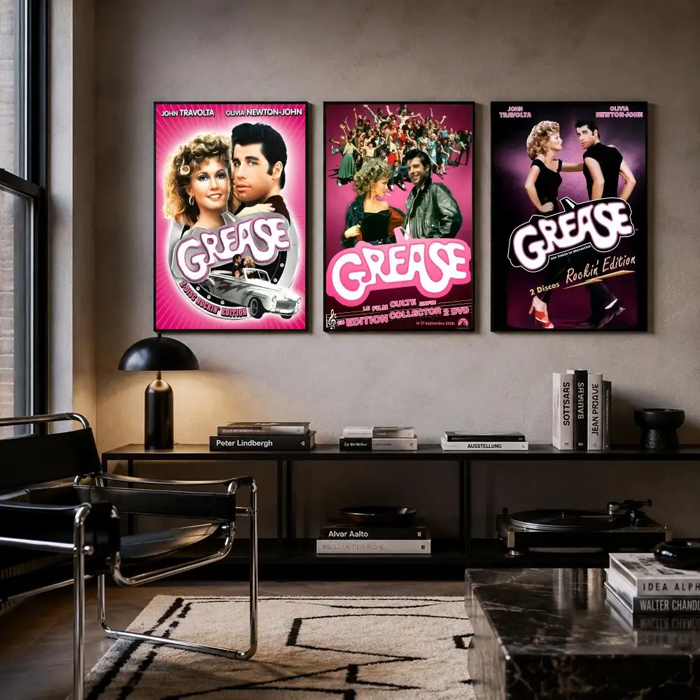 Movie Grease Poster Self-adhesive Art Waterproof Paper Sticker Coffee House Bar Room Wall Decor