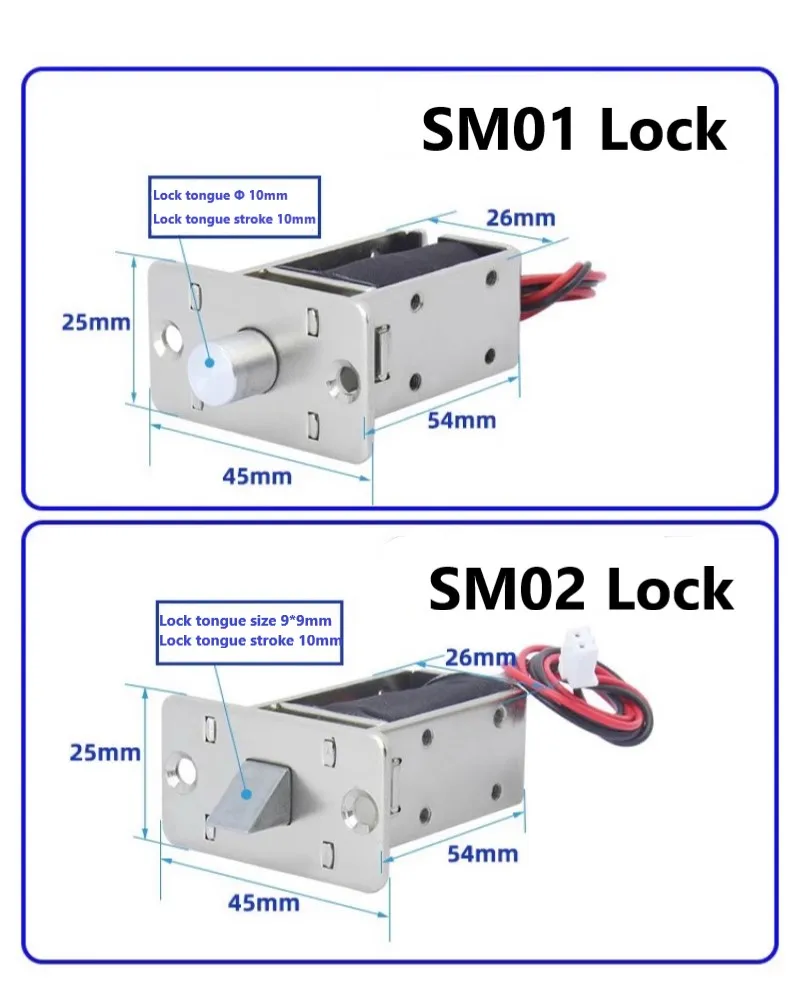 DC 12V 24V Small Electric Lock Concealed Plug Lock Power Off Unlock Continuous power on Embed Installation For Door