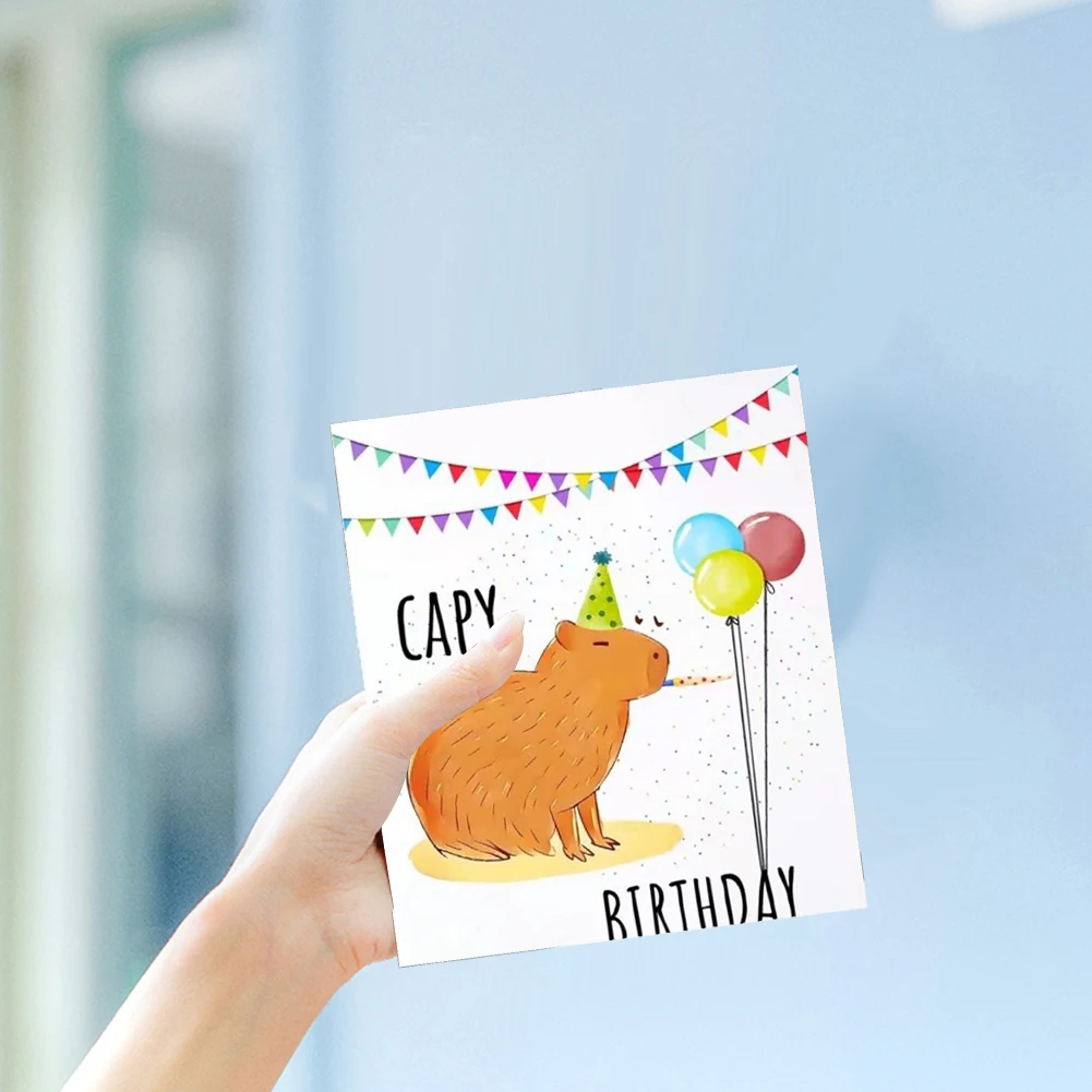 Capybara Cute Gift Greeting Card Wear Resist Warm Greeting Card Lovely Colored Birthday Card for Girl Kid Wife Postcards