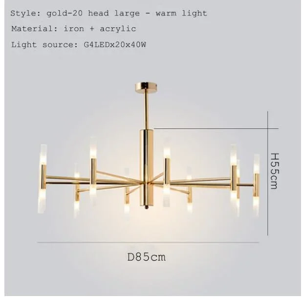 ZIMULONG Acryl Rohr Led Kronleuchter Gold/Schwarz Moderne Led Kunst Anhänger Lampe für Küche Wohnzimmer Loft Schlafzimmer Leuchten 3