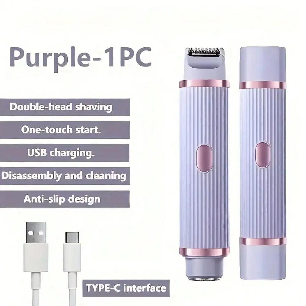 

Women Electric Shaver Waterproof 2 in 1 Double Head Bikini Hair Trimmer Detachable Head Wet Dry Shaver