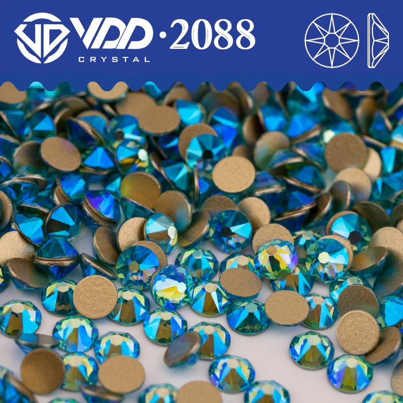 VDD 075 Aquamarine AB SS16-SS30 High Quality AAAAA 2088 Rhinestones Crystal Flatback 16cut Stones For DIY Nail Art Decoration
