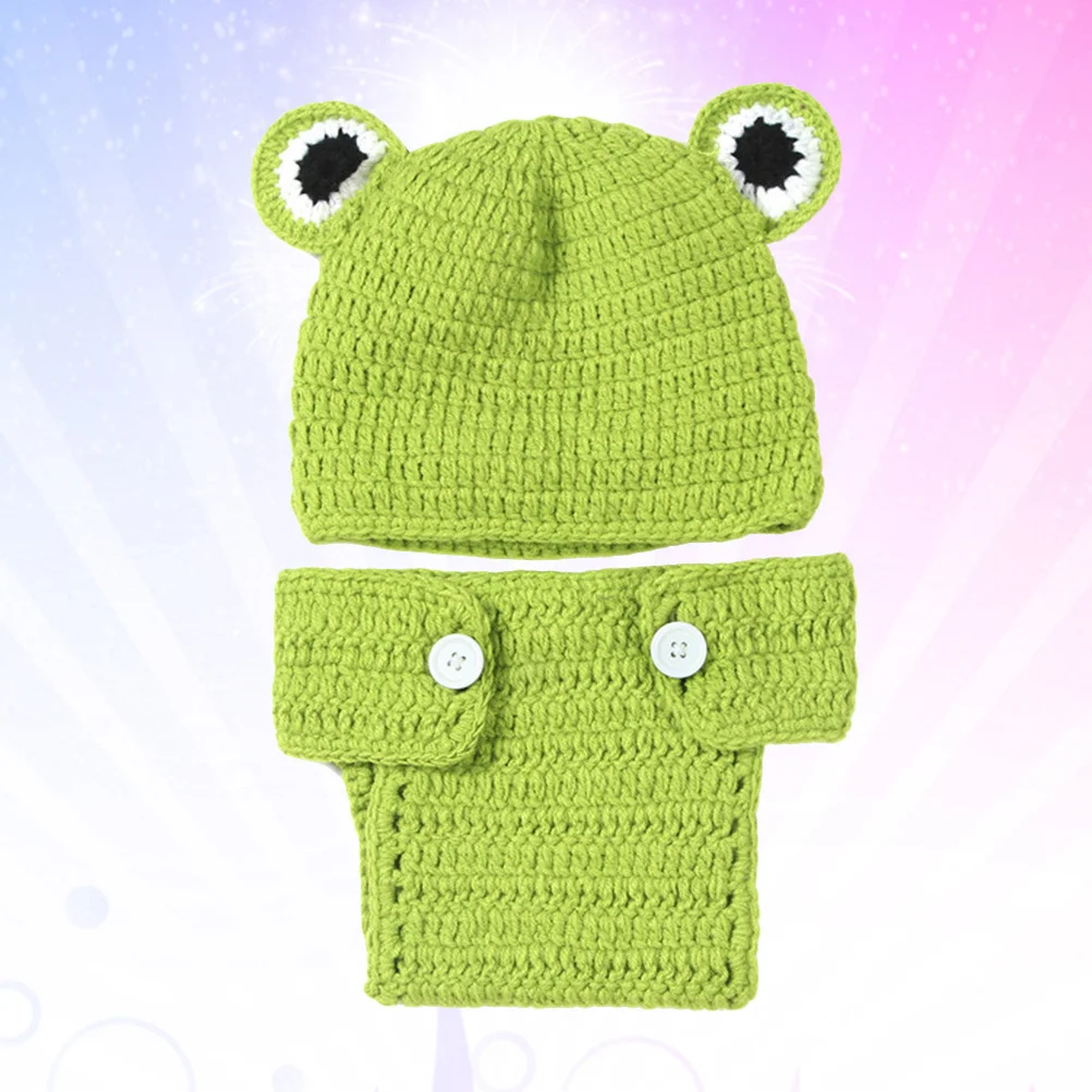 

2Pcs Newborn Baby Photo Props Hand-Made Woolen Hat Knit Costume Comfortable Infant Photography Gift Newborn Baby Costume